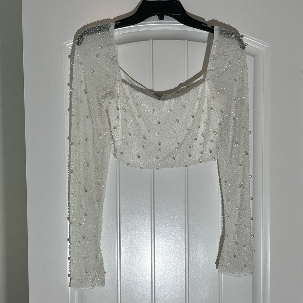 12th Tribe White Pearl Crop Top